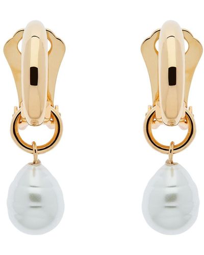Emma Holland Jewellery Hoop With Pearl Charm Clip Earrings - Metallic