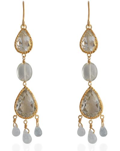 Emma Chapman Jewels Lola Green Amethyst Aquamarine Dangle Earrings - Metallic