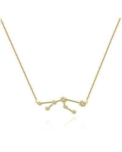 Genevieve Collection Taurus Zodiac Constellation Necklace 18k Yellow & Diamond - Metallic