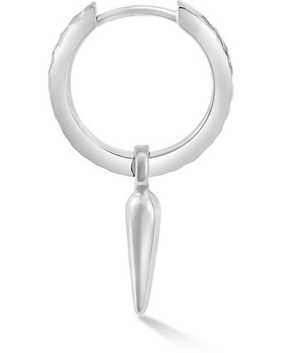Dower & Hall Single Hammered Raindrop Charm Story Hoop In - White