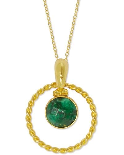 Ottoman Hands Myra Emerald Pendant Necklace - White