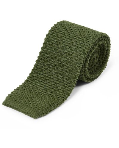 Burrows and Hare Wool Knitted Tie - Green
