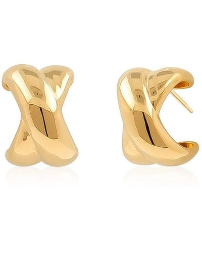 Cote Cache X Curved Stud Earrings - Metallic