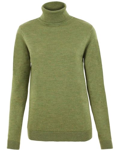 Paul James Knitwear S Pure Harriet Extra Fine Merino Wool Roll Neck Jumper - Green