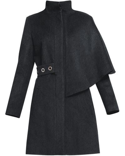 Rumour London Mayfair Asymmetric Charcoal Wool Blend Coat - Gray