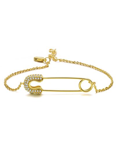Genevive Jewelry Vilette Dainty Pin Golden Cz Bracelet - Metallic