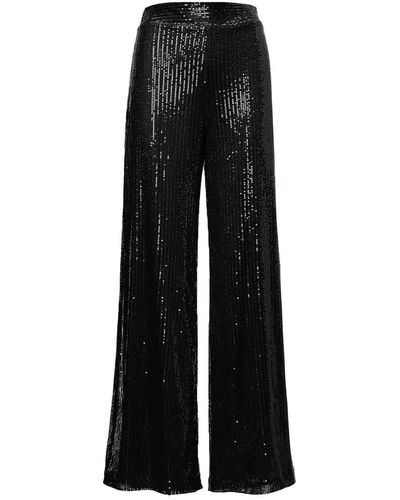 BLUZAT Sequin Embellished High-waist Trousers - Black