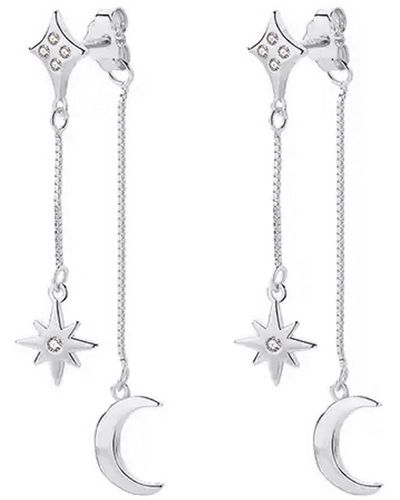 Luna Charles Karita Moon & Star Double Chain Earrings - White