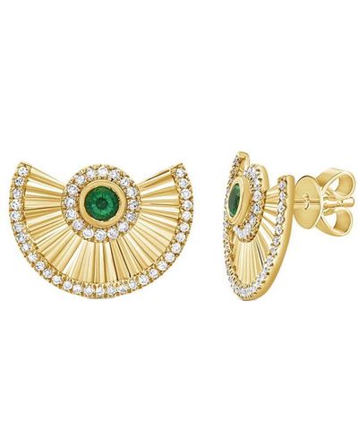 770 Fine Jewelry Fluted Emerald Half Round Statement Earrings - Metallic