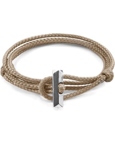 Anchor and Crew Sand Oxford Silver & Rope Bracelet - Metallic
