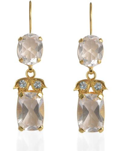 Emma Chapman Jewels Bathsheba Crystal Aquamarine Drop Earrings - Metallic