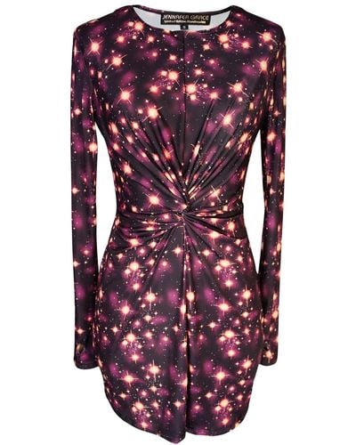 Jennafer Grace Galactic Mini Twist Dress - Purple