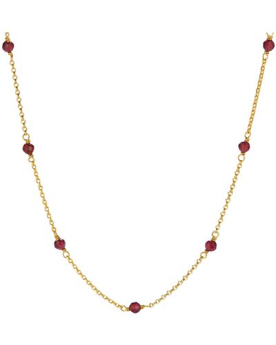 Janus Edinburgh Hathor Gold Vermeil Silver Red Garnet Short Choker Necklace - Metallic
