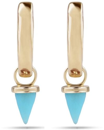 Zohreh V. Jewellery Mini Turquoise Spike Hoop Earrings 9k Gold - Blue