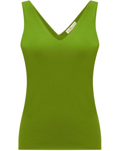 Peraluna Ruby Top V-neck Fine Knit Tank Top In Olive - Green