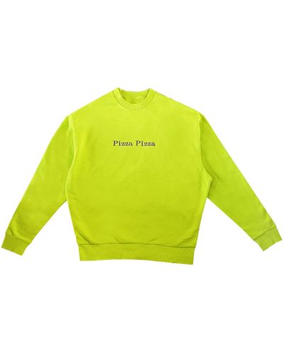 Quillattire Neon Green 'pizza Pizza' Sweatshirt - Yellow