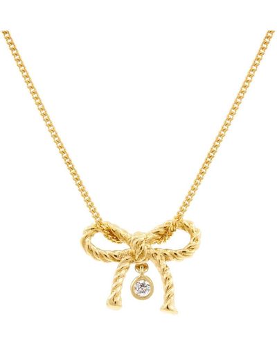 Lee Renee Diamond Bow Necklace - Metallic