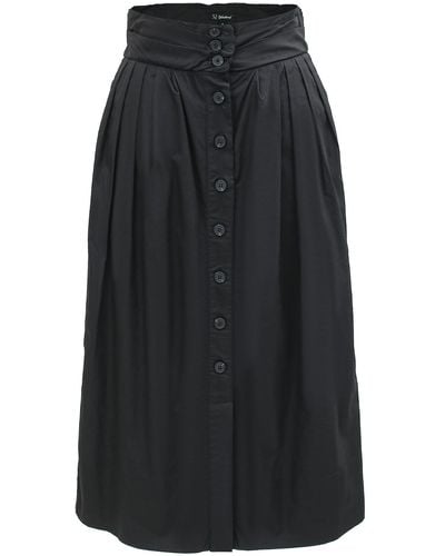 Smart and Joy Buttoned Straight Skirt In Cotton - Black