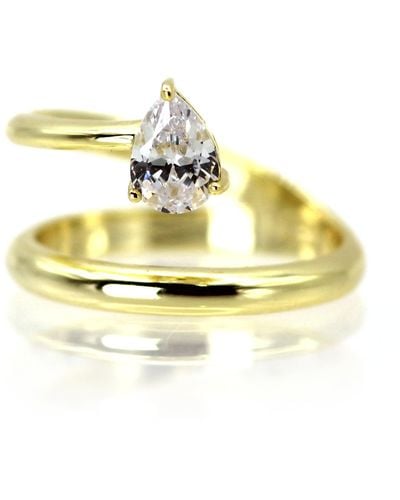 VicStoneNYC Fine Jewelry Pear Cut Diamond Shape Rolling Ring - Metallic