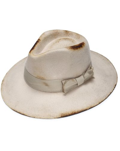 Justine Hats Fedora Hat With Unique Handmade Texture - White