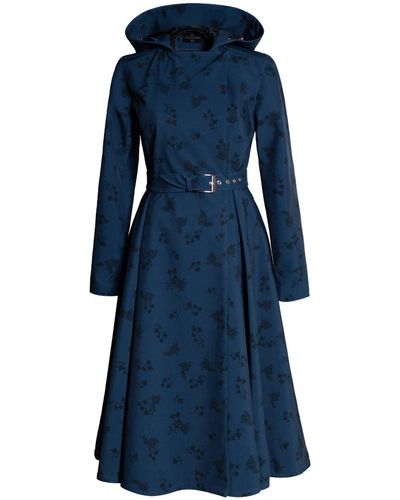 RainSisters Coat With Floral Print In Black: Frost - Blue