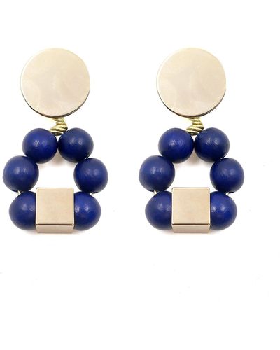 Soli & Sun The Jenna Hand-crafted Statement Earrings - Blue