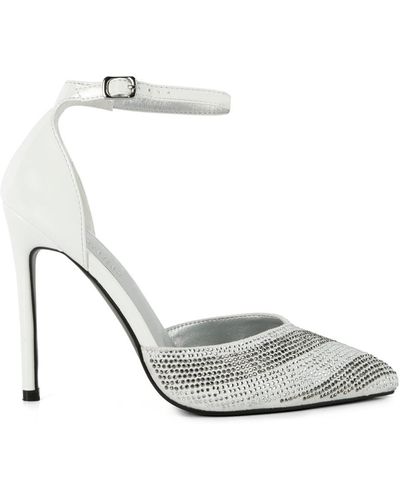 Rag & Co Nobles High Heeled Patent Diamante Sandals - White