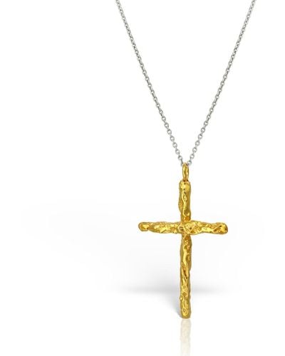 Madeleine Small Karma Cross Gold Plated Necklace - Metallic