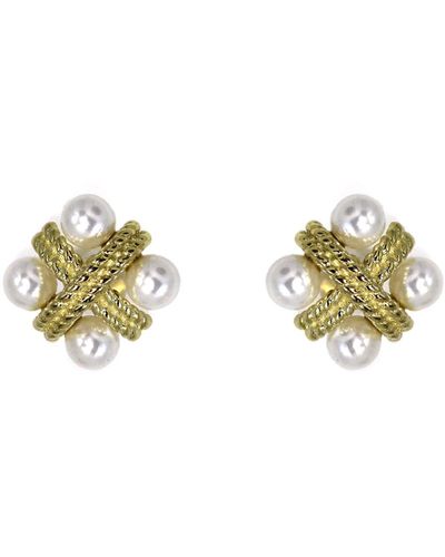 VicStoneNYC Fine Jewelry Antique Pearl Stud Earrings - Metallic