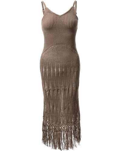 Fully Fashioning Venus Floating Knit Dress - Brown