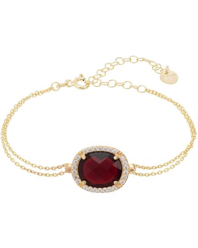 LÁTELITA London Beatrice Oval Gemstone Bracelet Gold Garnet - Multicolour