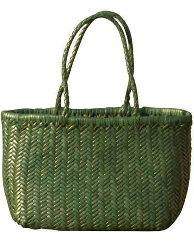 Rimini Zigzag Woven Leather Handbag 'viviana' Small Size - Green