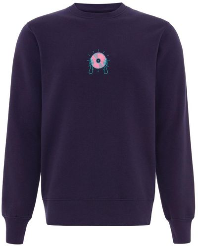 blonde gone rogue Vinyl Embroidered Organic Cotton S Sweatshirt In Navy - Blue
