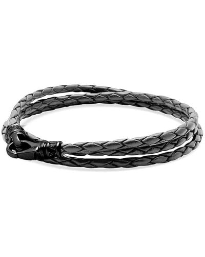 Nialaya Gray Metallic Wrap Around Leather Bracelet