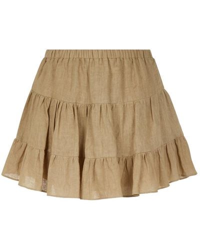 Nocturne Neutrals Tiered Mini Linen Skirt - Natural