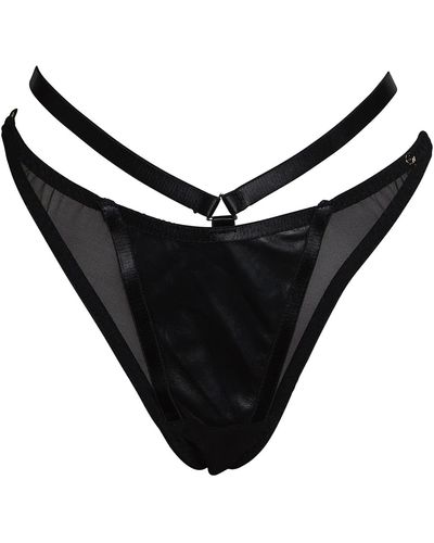 Something Wicked Leather Mia Thong - Black