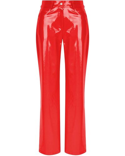 Nocturne Wide Leg Pleather Trousers - Red