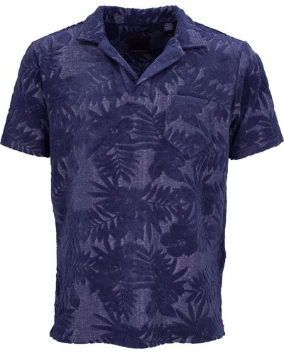 lords of harlech Johnny Farm Floral Towel Polo - Blue