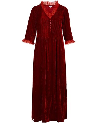 At Last Silk Velvet Annabel Dress In - Red