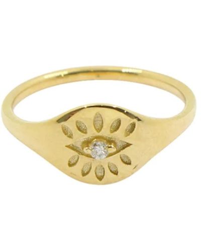 Gosia Orlowska Solid Gold Evil Eye Diamond Signet Ring - Metallic