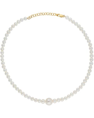 Ora Pearls Plua Round Pearl Necklace - Metallic