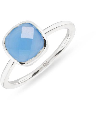 Auree Mondello Chalcedony Sterling Silver Ring - Blue