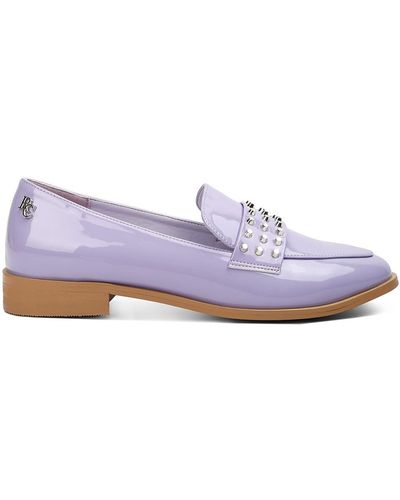 Rag & Co Meanbabe Semicasual Stud Detail Patent Loafers In Lilac - Purple