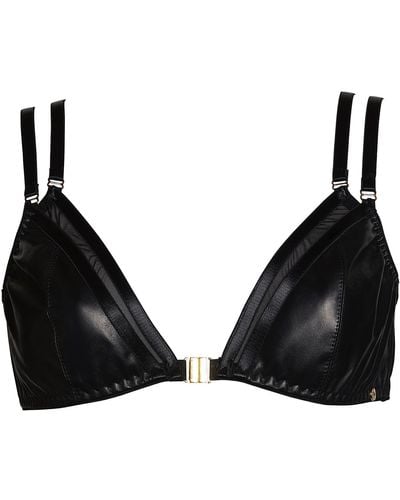 Something Wicked Mia Leather Soft Cup Triangle Bra - Black