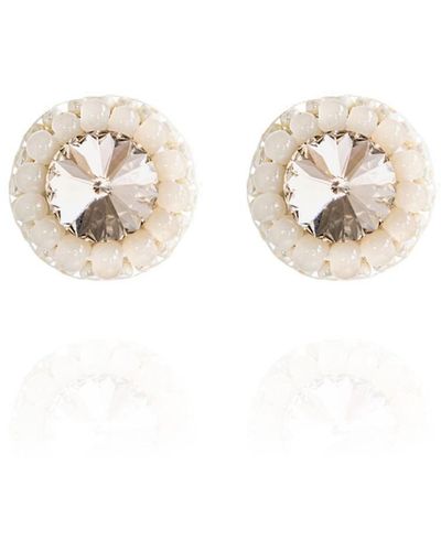 Saule Label Cleo Earrings In Taupe - White