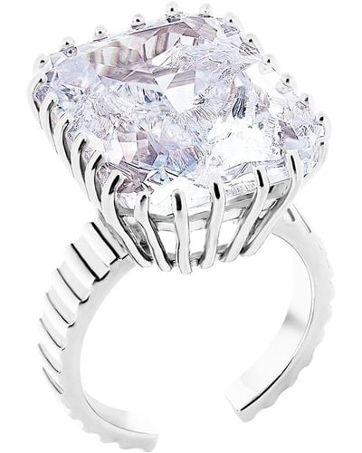 Katie Mullally Clear Cz Adjustable Cocktail Ring - White