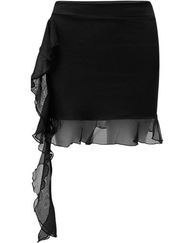 OW Collection Harper Asymmetric Mini Skirt - Black