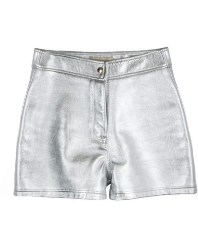 Paloma Lira Silver Leather Shorts - Blue