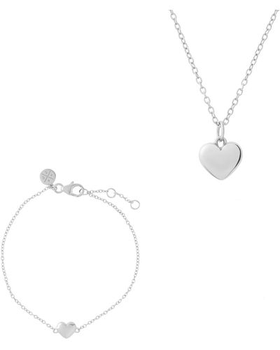 Cartilage Cartel Puffed Heart Necklace And Bracelet - White