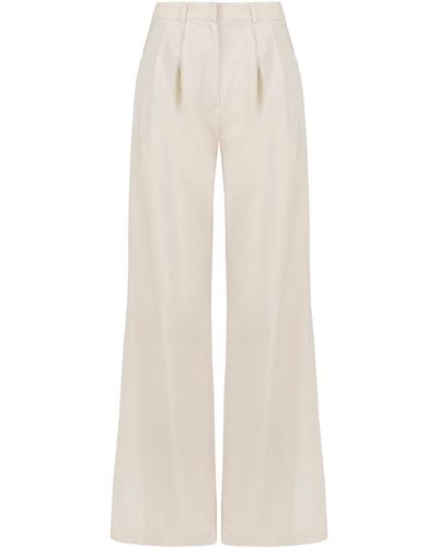 JAAF Neutrals Tailored Wide-leg Trousers In Sandy - White